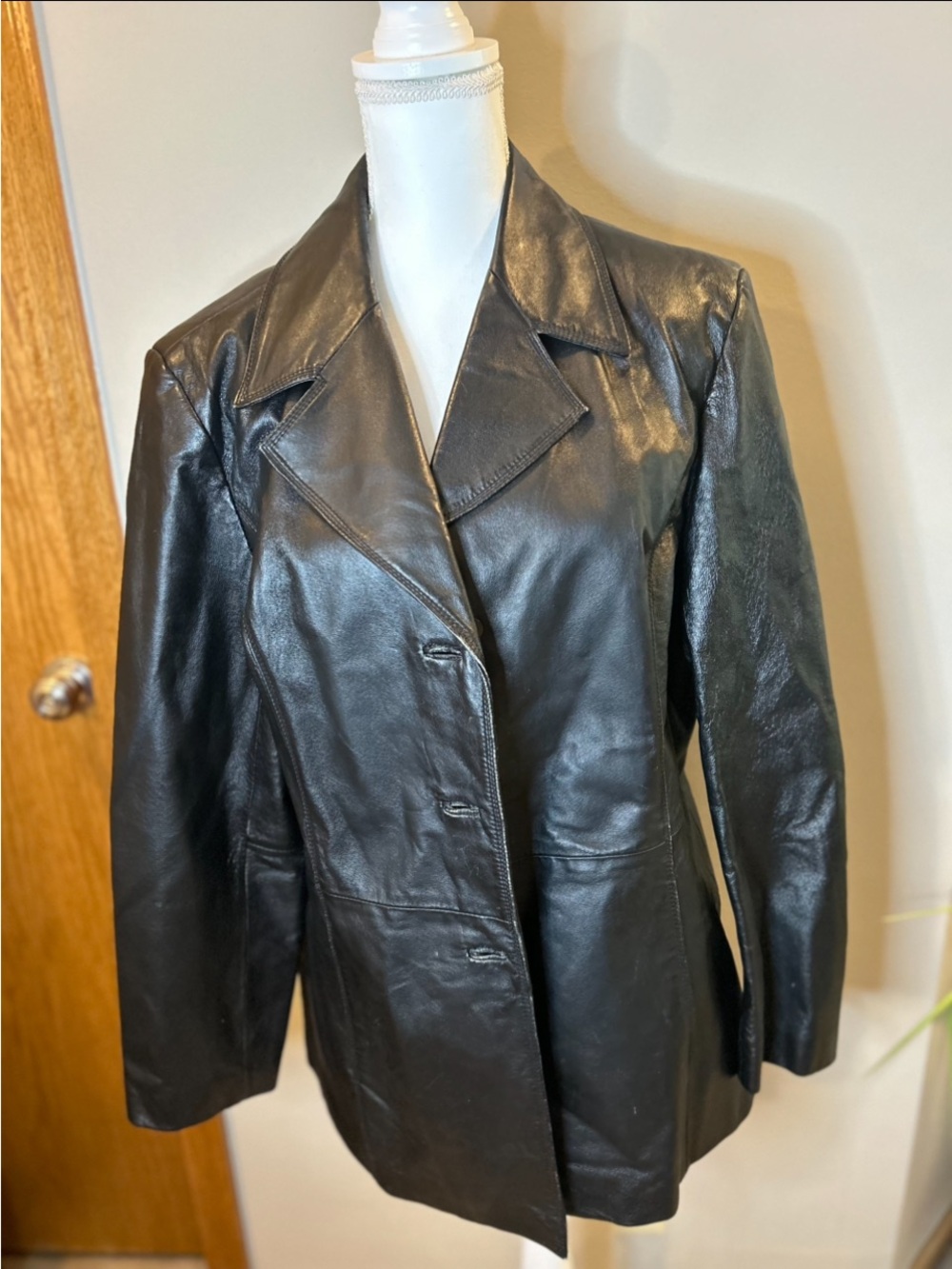 Worthington Genuine Leather Blazer Women’s XL Black 100% Leather Jacket - Picture 3 of 11